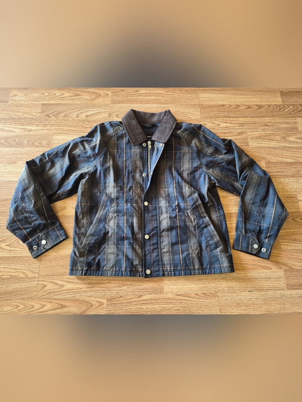 Abercrombie & Fitch Men's Lightweight Cropped Barn Plaid Button-Front Jacket